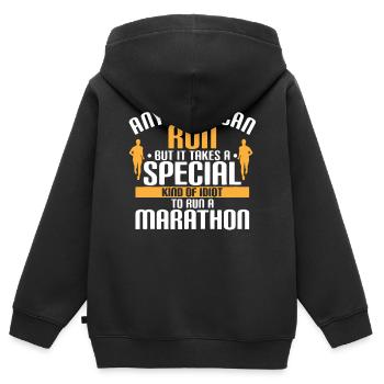 Halbmarathon, Marathon, Läufer - Kinder Premium Organic Zip Hoodie - Schwarz - Hinten - AI Model Kid Male (0cm)