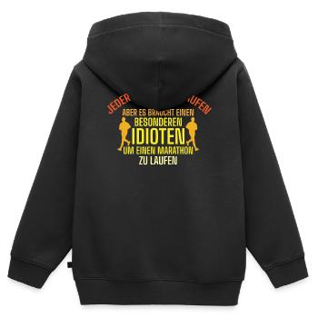 Halbmarathon, Marathon, Läufer - Kinder Premium Organic Zip Hoodie - Schwarz - Hinten - AI Model Kid Male (0cm)