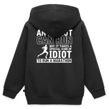 Halbmarathon, Marathon, Läufer - Kinder Premium Organic Zip Hoodie - Schwarz - Hinten - AI Model Kid Male (0cm)