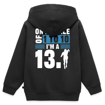 Halbmarathon, Marathon, Läufer - Kinder Premium Organic Zip Hoodie - Schwarz - Hinten - AI Model Kid Male (0cm)