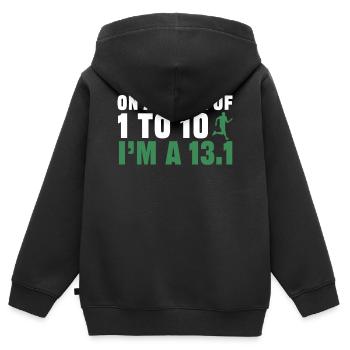 Halbmarathon, Marathon, Läufer - Kinder Premium Organic Zip Hoodie - Schwarz - Hinten - AI Model Kid Male (0cm)