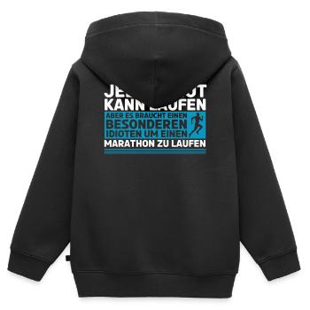 Halbmarathon, Marathon, Läufer - Kinder Premium Organic Zip Hoodie - Schwarz - Hinten - AI Model Kid Male (0cm)