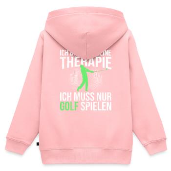 Golf Therapie Spruch - Kinder Premium Organic Zip Hoodie - Rosa - Hinten - AI Model Kid Female (0cm)