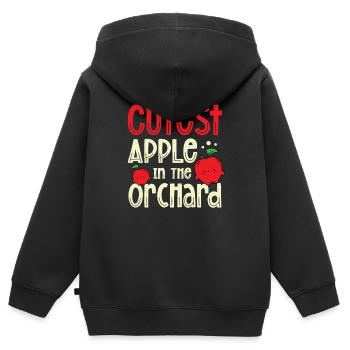 Pomme la plus sucrée dans le verger Mangeurs de pommes fruitées - Sweat Premium à capuche zippé enfant bio - noir - Dos - AI Model Kid Male (0cm)