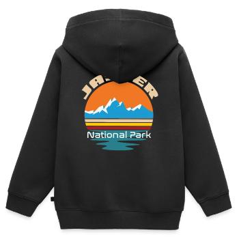 Jasper-Nationalpark-Andenken-Kanada-Wasserfall-Ber - Kinder Premium Organic Zip Hoodie - Schwarz - Hinten - AI Model Kid Male (0cm)