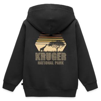 Krüger-Nationalpark Südafrika Giraffe Wildtier-Saf - Kinder Premium Organic Zip Hoodie - Schwarz - Hinten - AI Model Kid Male (0cm)