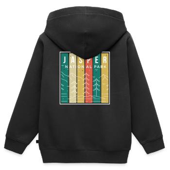 Parc national Jasper Canada Souvenir Mountains Cam - Sweat Premium à capuche zippé enfant bio - noir - Dos - AI Model Kid Male (0cm)