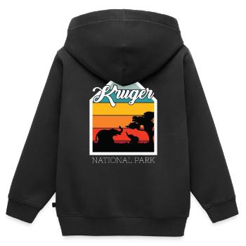 Elephant National Park Africa Krüger-Safari Big Fi - Kinder Premium Organic Zip Hoodie - Schwarz - Hinten - AI Model Kid Male (0cm)