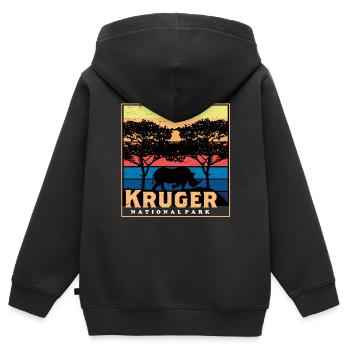 Krüger Nationalpark Safari Rhino Africa Big Five S - Kinder Premium Organic Zip Hoodie - Schwarz - Hinten - AI Model Kid Male (0cm)