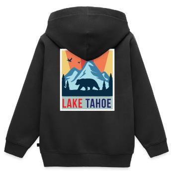 Lac Tahoe Grizzly Bear California Ski Mountains Cam - Sweat Premium à capuche zippé enfant bio - noir - Dos - AI Model Kid Male (0cm)