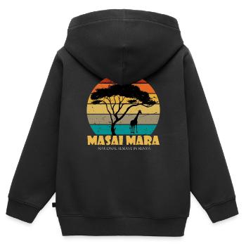 Serengeti Masai Mara Nationalreservat Kenia Safari - Kinder Premium Organic Zip Hoodie - Schwarz - Hinten - AI Model Kid Male (0cm)