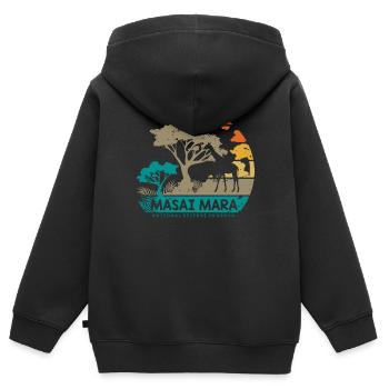 Masai Mara Safari Nationalreservat Kenia Serengeti - Kinder Premium Organic Zip Hoodie - Schwarz - Hinten - AI Model Kid Male (0cm)