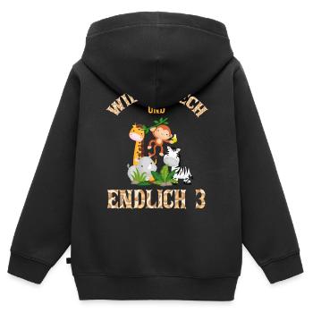 Wild Frech und Endlich 3 Jahre, 3. Geburtstag - Kinder Premium Organic Zip Hoodie - Schwarz - Hinten - AI Model Kid Male (0cm)