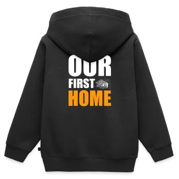 Unsere Erste Einweihungsparty Für Hausbesitzer - Kinder Premium Organic Zip Hoodie - Schwarz - Hinten - AI Model Kid Male (0cm)