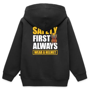 Sicherheit Geht Vor Tragen Sie Immer Einen - Kinder Premium Organic Zip Hoodie - Schwarz - Hinten - AI Model Kid Male (0cm)