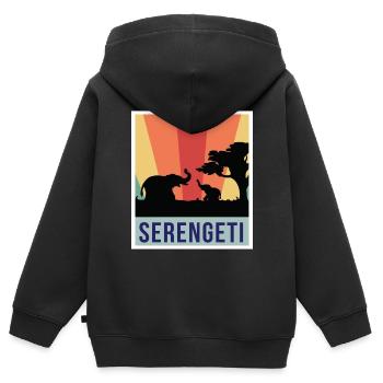 Elefanten-Safari-Nationalpark Serengeti Souvenir A - Kinder Premium Organic Zip Hoodie - Schwarz - Hinten - AI Model Kid Male (0cm)