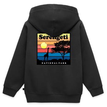 Safari-Giraffe Serengeti Africa National Park Tans - Kinder Premium Organic Zip Hoodie - Schwarz - Hinten - AI Model Kid Male (0cm)