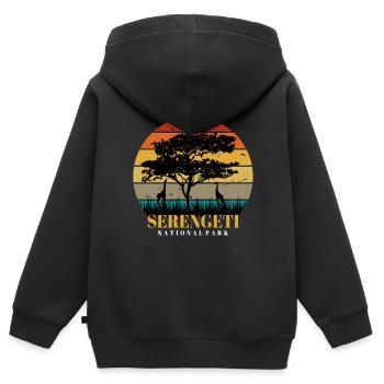 Giraffe Serengeti Safari Afrika Nationalpark Tansa - Kinder Premium Organic Zip Hoodie - Schwarz - Hinten - AI Model Kid Male (0cm)