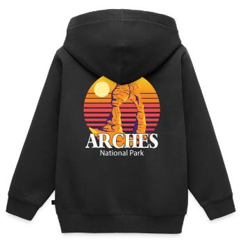Nationalpark Arches in Utah mit Canyons Mountains - Kinder Premium Organic Zip Hoodie - Schwarz - Hinten - AI Model Kid Male (0cm)