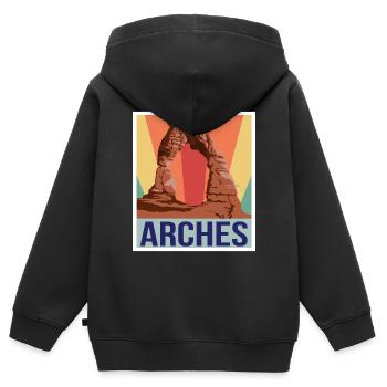 Arches Souvenir Nationalpark Moab Canyon Souvenir - Kinder Premium Organic Zip Hoodie - Schwarz - Hinten - AI Model Kid Male (0cm)