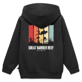 Grande Barrière de Corail Plongée Australie Récif de corail - Sweat Premium à capuche zippé enfant bio - noir - Dos - AI Model Kid Male (0cm)