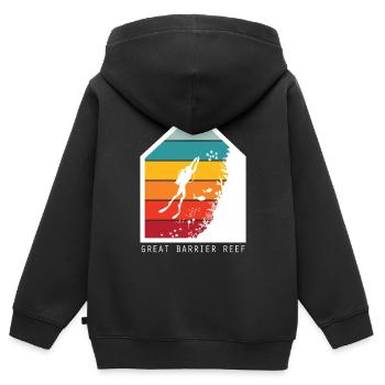 Mer de corail Australie Grande barrière de corail Ta - Sweat Premium à capuche zippé enfant bio - noir - Dos - AI Model Kid Male (0cm)