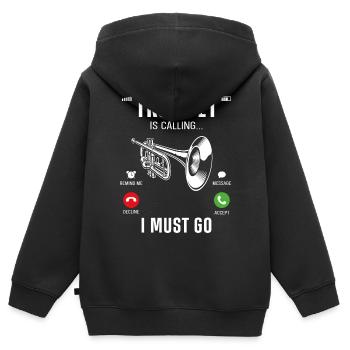 Trumpet Player Phone Display - Kinder Premium Organic Zip Hoodie - Schwarz - Hinten - AI Model Kid Male (0cm)