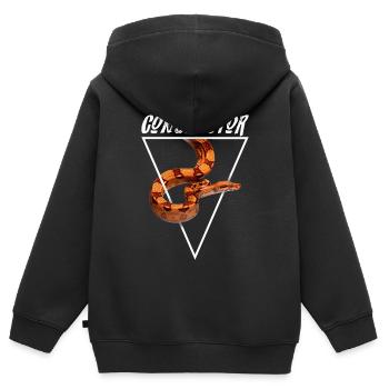 Boa Constrictor Géométrique - Sweat Premium à capuche zippé enfant bio - noir - Dos - AI Model Kid Male (0cm)