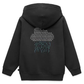 Programmer - binary code cloud rain - Kids Premium Organic Zip-up Hoodie - black - Back - AI Model Kid Male (0cm)