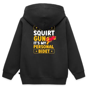 Keine Spritzpistole, Es Ist Meine Persönliche - Kinder Premium Organic Zip Hoodie - Schwarz - Hinten - AI Model Kid Male (0cm)