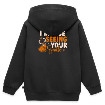 Ich Elch, Der Ihr Lächeln-tier-alces-rotwild Sieht - Kinder Premium Organic Zip Hoodie - Schwarz - Hinten - AI Model Kid Male (0cm)