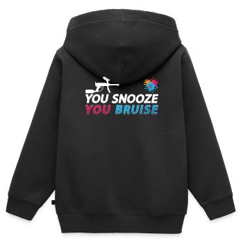 Paintball You Snooze You Splatter Paintball Player - Sweat Premium à capuche zippé enfant bio - noir - Dos - AI Model Kid Male (0cm)