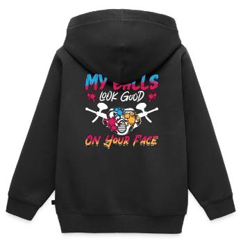 Paintball Mes balles Look Splatter Joueur de paintball - Sweat Premium à capuche zippé enfant bio - noir - Dos - AI Model Kid Male (0cm)