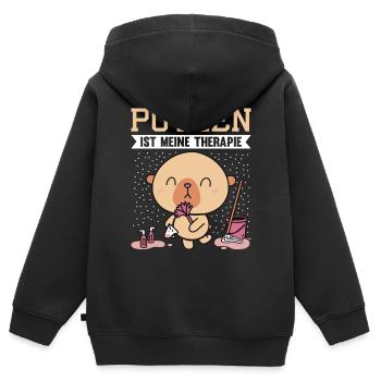 PUTZEN IST MEINE THERAPIE - Kinder Premium Organic Zip Hoodie - Schwarz - Hinten - AI Model Kid Male (0cm)