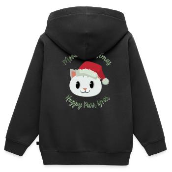 Meowy Christmas - Happy purr Year - Kids Premium Organic Zip-up Hoodie - black - Back - AI Model Kid Male (0cm)
