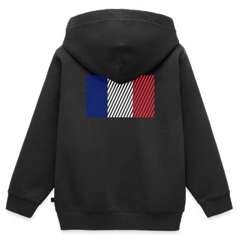 Français drapeau - Sweat Premium à capuche zippé enfant bio - noir - Dos - AI Model Kid Male (0cm)