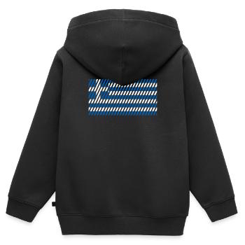 Drapeau grec - Sweat Premium à capuche zippé enfant bio - noir - Dos - AI Model Kid Male (0cm)