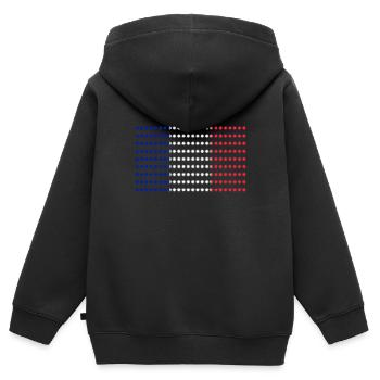 Français drapeau - Sweat Premium à capuche zippé enfant bio - noir - Dos - AI Model Kid Male (0cm)