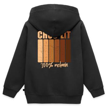 Choc-lit Melanin Melanated Unapologetic Juneteenth - Sweat Premium à capuche zippé enfant bio - noir - Dos - AI Model Kid Male (0cm)