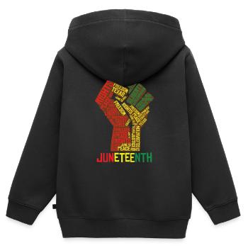 Juneteenth Texas Liberty Peace Celebration - Sweat Premium à capuche zippé enfant bio - noir - Dos - AI Model Kid Male (0cm)