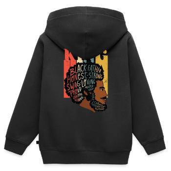 King Proud Melanated Dad Black Father’s Day - Sweat Premium à capuche zippé enfant bio - noir - Dos - AI Model Kid Male (0cm)