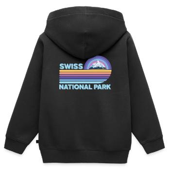 Parc National Suisse Neige Engadine Cam - Sweat Premium à capuche zippé enfant bio - noir - Dos - AI Model Kid Male (0cm)