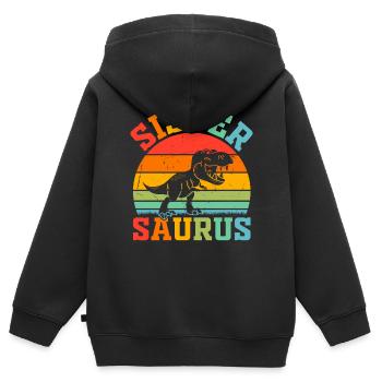 Sistersaurus Sister Dinosaur Sister Saurus Sister - Kinder Premium Organic Zip Hoodie - Schwarz - Hinten - AI Model Kid Male (0cm)