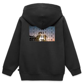 bergsteigen - Kinder Premium Organic Zip Hoodie - Schwarz - Hinten - AI Model Kid Male (0cm)