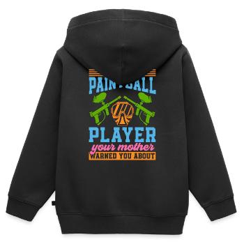 Paintball Je suis le joueur de paintball Splatter Player - Sweat Premium à capuche zippé enfant bio - noir - Dos - AI Model Kid Male (0cm)