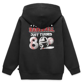 Future of Baseball Just Turned 8 | 8.Geburtstag - Kinder Premium Organic Zip Hoodie - Schwarz - Hinten - AI Model Kid Male (0cm)