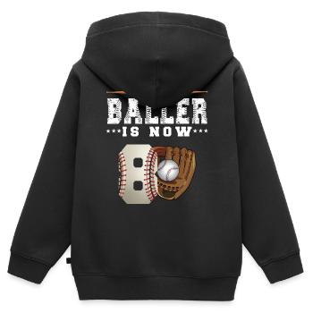This Baller is now 8 Baseball 8. Geburtstag - Kinder Premium Organic Zip Hoodie - Schwarz - Hinten - AI Model Kid Male (0cm)