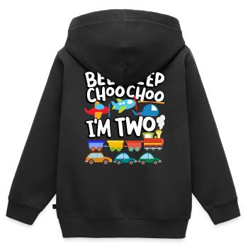 Beep Beep Choo Choo I'm Two Toy Train Car 2nd - Kids Premium Organic Zip-up Hoodie - black - Back - AI Model Kid Male (0cm)