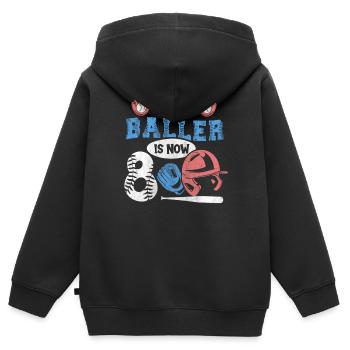 This Baller is now 8 Baseball 8. Geburtstag - Kinder Premium Organic Zip Hoodie - Schwarz - Hinten - AI Model Kid Male (0cm)