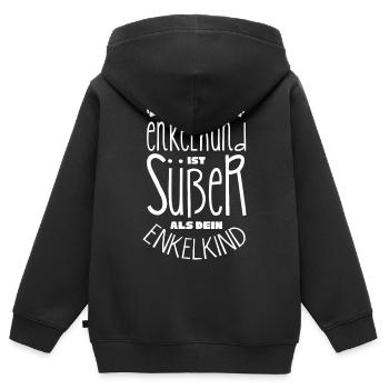 Mein Enkelhund ist süßer als deni Enkelkind - Kinder Premium Organic Zip Hoodie - Schwarz - Hinten - AI Model Kid Male (0cm)